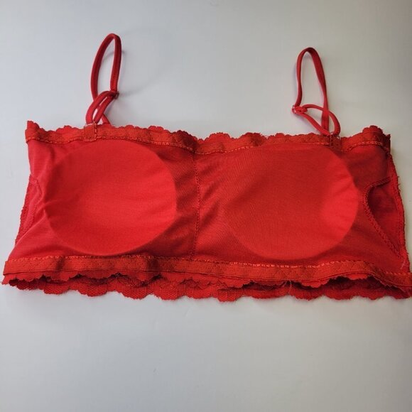 Sexy Red Bralette Crop Top Lace Bandeau Adjustable Straps Removable Pads - NEW - Picture 4 of 8
